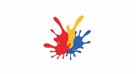 Fototapeta premium A colorful abstract art piece featuring red, yellow, and blue paint splatters