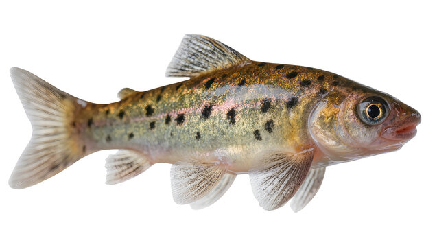 Small freshwater fish with black spots and golden scales