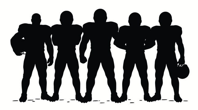 Football players silhouette against a white background a team composition