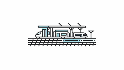 A minimalist vector illustration of a modern train at a station platform © Arisa
