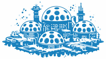 A stylized illustration of a futuristic research facility with large domes © Arisa