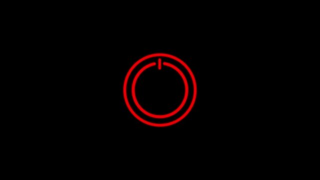 Power batton icon animation on black background.