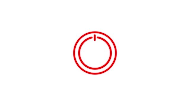 Power batton icon animation on black background. power baton on off.4k video