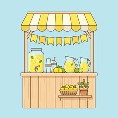 Obraz premium A small wooden stand selling fresh citrus fruit juice drinks