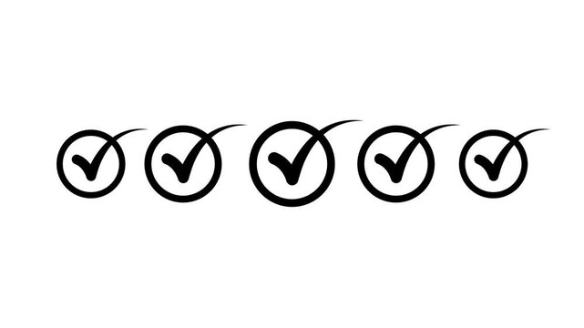 Check mark icon sequence progressing from single to multiple flat vector illustration tick symbol verification validation acceptance correct