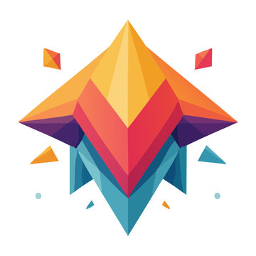 Colorful Low Poly Geometric Star Illustration