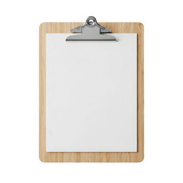 Wooden clipboard with a blank sheet of paper