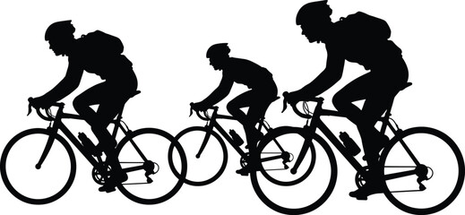 Obraz premium Silhouettes of Cyclists Depicting Motion and Athleticism