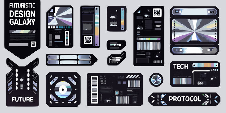 Futuristic Interface Elements Vector Illustration With Dark Background