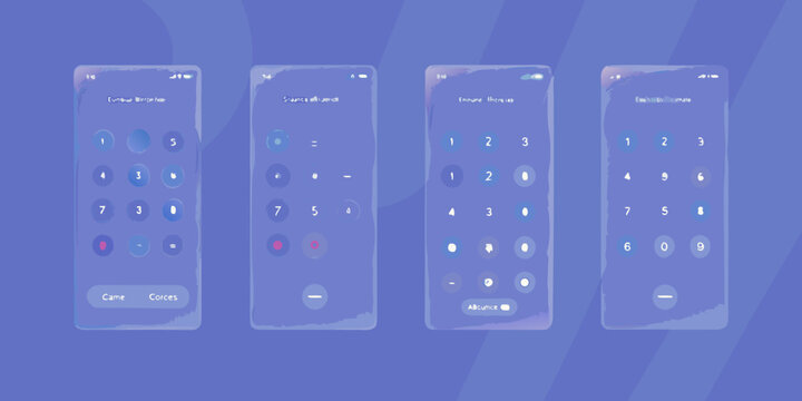 Smartphone keypad interfaces with frosted glass effect digital display