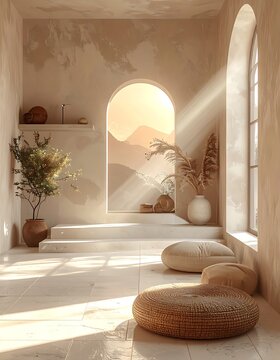 Serene interior with natural light.