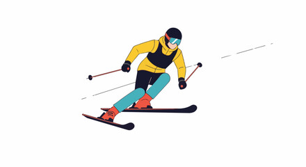 Fototapeta premium A person in winter gear skiing down a slope