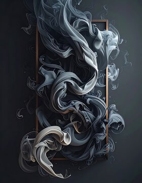 Smoke swirling around gold frame.