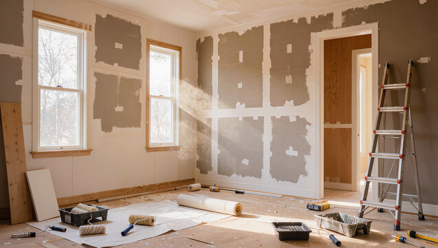 Interior Room Renovation: Drywall, Taping, Painting Supplies & Ladder