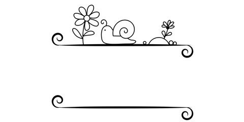 cute cartoon snail border frame for text insertion vector illustration © rika