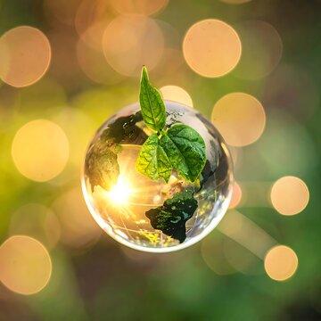 Sustainable eco friendly green globe concept.