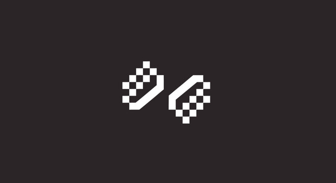 Abstract pixelated geometric block shapes logo design.