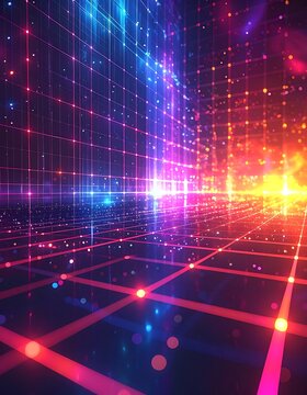 Vibrant Digital Grid Light Display Technology.