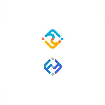 community teamwork concept for the tech industry designed in a minimalist geometric infinite style, perfect for corporate identity branding, modern business symbols, and digital application icon