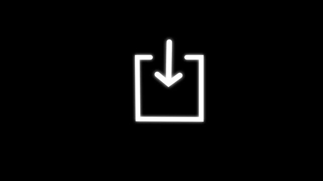 Set of animated minimalist web line icons including upload download arrow boxes and key symbol with multicolored variations.
