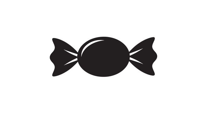 Black Silhouette Of Wrapped Candy On A White Background
