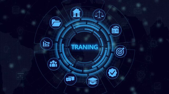 Abstract glowing glowing neon rectangle in text website pressing on virtual screen and selecting cpr traning. 4k neon line animation isolated on transparent background.