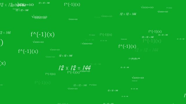 Math formulas and physics equations particle animation with camera zoom burst effect on abstract science background.