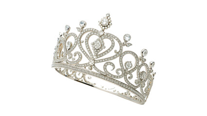 Elegant silver bridal tiara crown jewelry isolated on a transparent background luxury fashion wedding © Galina