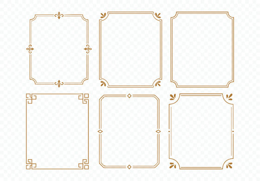 Luxury Gold Rectangle Frame for web presentation Vector with Vintage Ornate Border 
for Wedding Invitations and Elegant PNG Design with transparent background