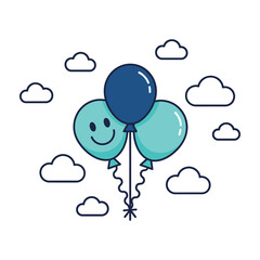 Obraz premium Smiling balloons floating in sky with clouds