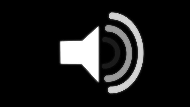 Speaker icon animated on, speaker volume animation, microphone, sound voice speaker icon animated optimized for audio UI and sound visualization black background 4k animation