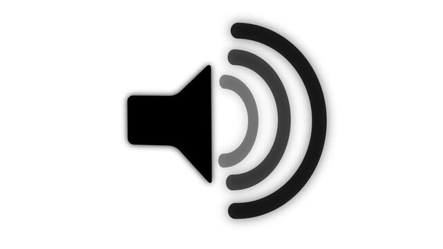 Speaker icon animated on, speaker volume animation, microphone, sound voice speaker icon animated optimized for audio UI and sound visualization black background 4k animation