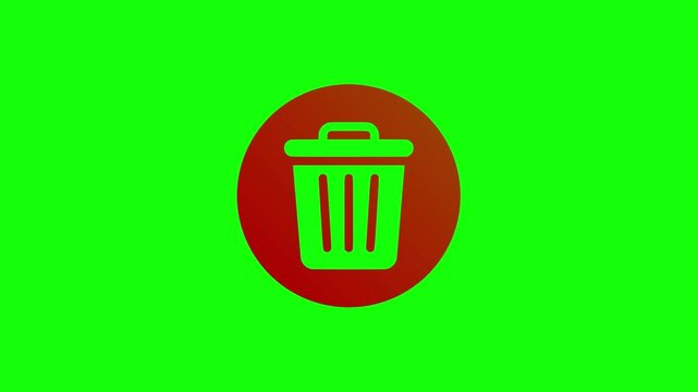 Flat Design Green Trash Bin Icon on Vibrant Background Vector Illustration