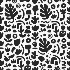 Abstract seamless pattern in retro scandinavian style minimalist organic. Vector Illustration © Muhammaddsy