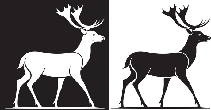 set of deer silhouettes. set of deer silhouettes. set of deer silhouettes. black and white. illustration. vector. cut for circuit vinyl cut. laser cut. commercial use