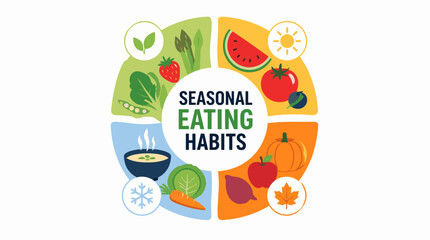 Fototapeta premium Seasonal Eating Habits Illustrated by Food Circle.