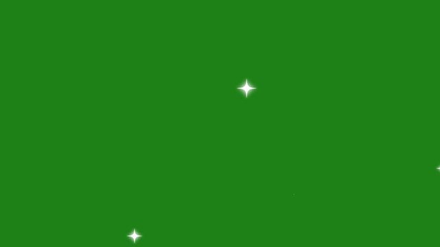 glittering fairy stars twinkle animation. shiny glowing sparkle overlay. green screen effect. transparent background. blinking light motion. 4k loopable clip.