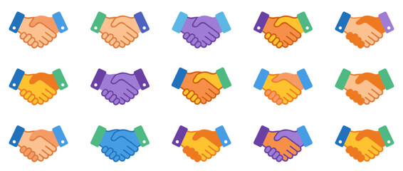 Fototapeta premium Colorful handshake between two hands in vibrant colors.