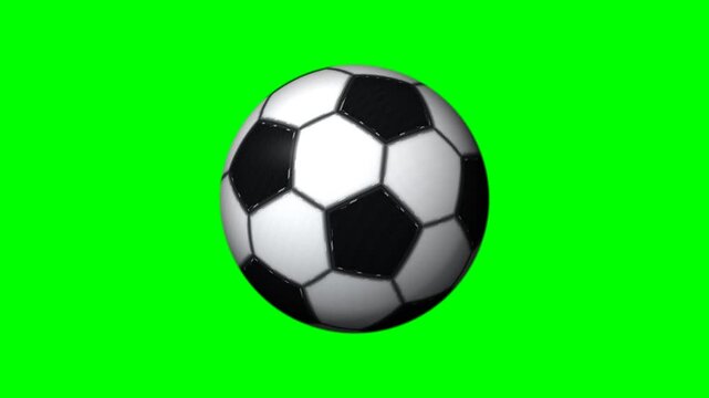 Spinning Stitched Soccer Ball 4K Animation on Black White and Green Chroma Key Backgrounds