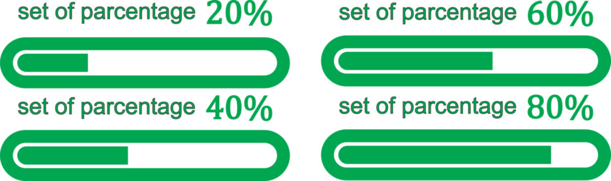 Set of circle percentage diagrams for infographics, 10, 20, 30, 40, 50, 60, 70, 80, 90, 100, percent. Vector illustration. Infographic circle with percentage 10 to 100 loading progress interface in Bl