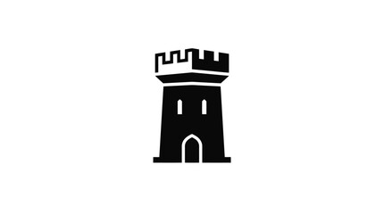 Black Tower Castle Icon Symbol. © Mojah