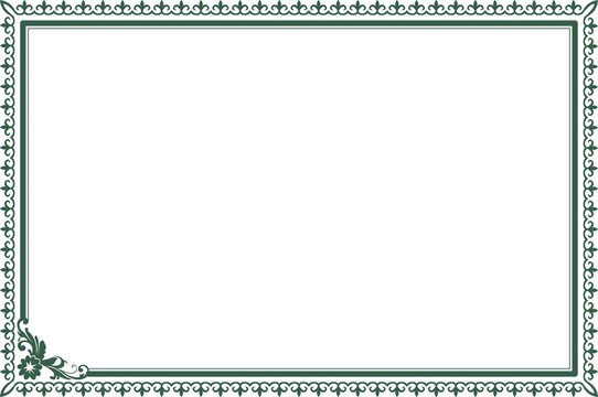 Luxury green certificate border template featuring elegant floral corner ornaments and a classic decorative frame. Perfect for diplomas, awards, invitations, and formal recognition documents. 323