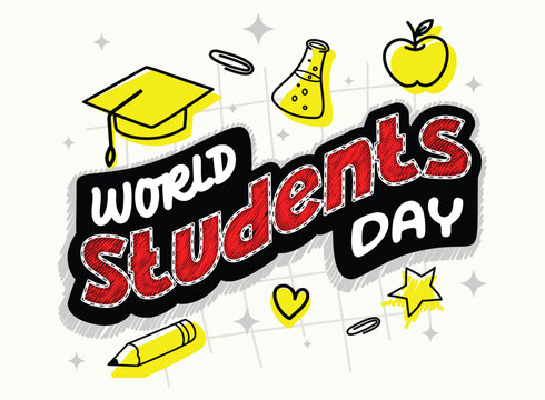 World students day typography vector illustration