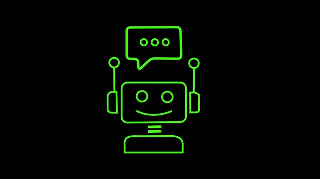 Futuristic animated robot chatbot icon for artificial intelligence and technology concepts of assistance for communication and support icon .