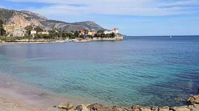 View of the Baie des Fourmis in Beaulieu-sur-Mer, on the French Riviera