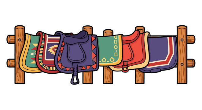 Colorful Horse Riding Saddle Equipment.