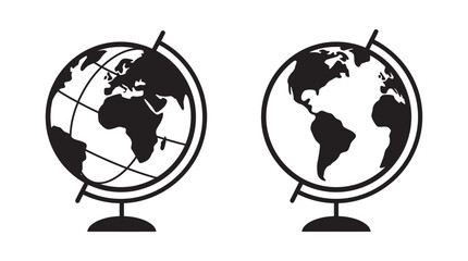 Two Black Globe Silhouettes On White Background Silhouette © Md
