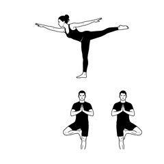 Fototapeta premium People practicing various yoga poses for health and wellness