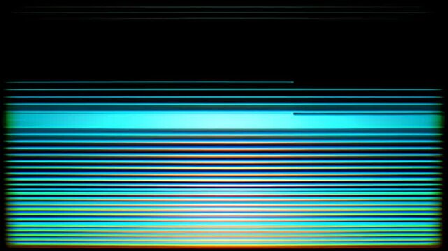 Horizontal blue glitch lines scanning across a dark digital screen
