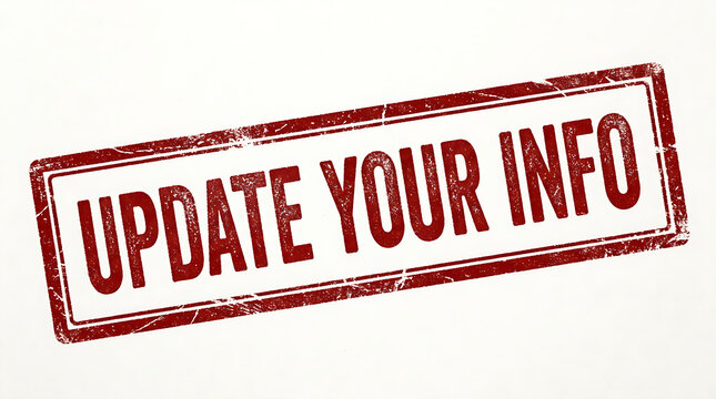 Red stamp with update your info text